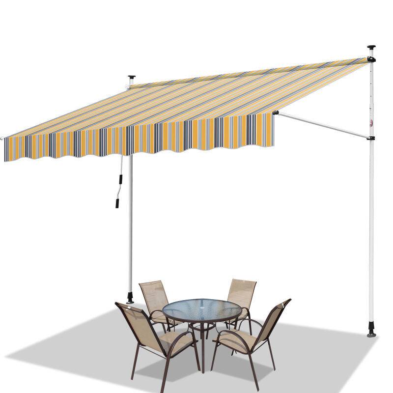 Klemmmarkise Markise ohne Bohren Höhenverstellbare Balkonmarkise Sonnenmarkise Balkon 300cm Gelb Blau