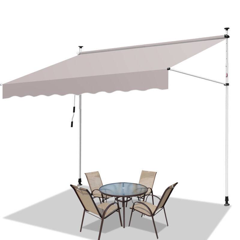 Klemmmarkise Markise ohne Bohren Höhenverstellbare Balkonmarkise Sonnenmarkise Balkon 300cm Beige