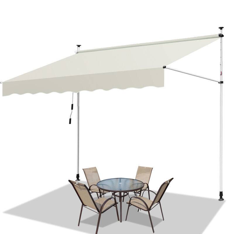Klemmmarkise Markise ohne Bohren Höhenverstellbare Balkonmarkise Sonnenmarkise Balkon 300cm Creme