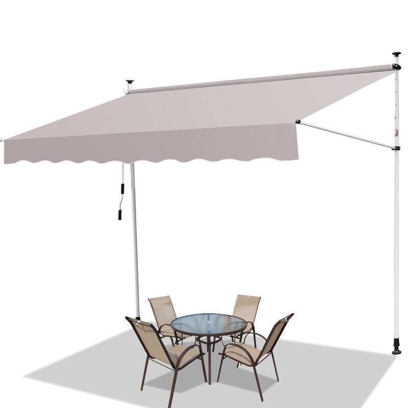 Klemmmarkise Markise ohne Bohren Höhenverstellbare Balkonmarkise Sonnenmarkise Balkon 350cm Beige