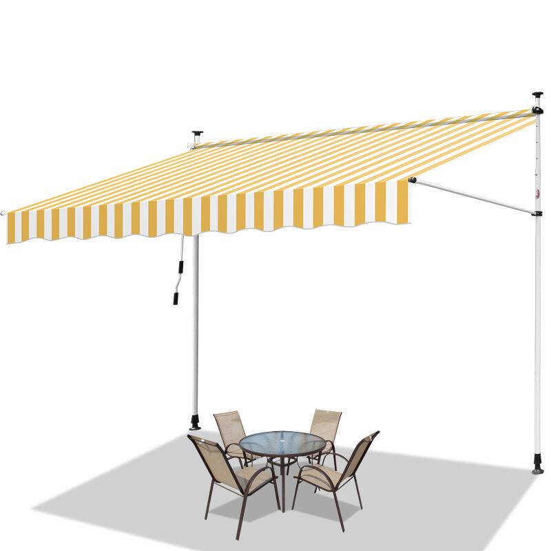 Klemmmarkise Markise ohne Bohren Höhenverstellbare Balkonmarkise Sonnenmarkise Balkon 400cm Weiß Gelb