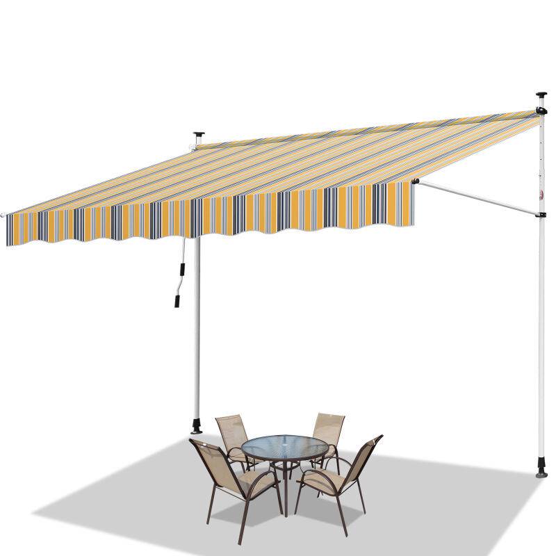 Klemmmarkise Markise ohne Bohren Höhenverstellbare Balkonmarkise Sonnenmarkise Balkon 400cm Gelb Blau