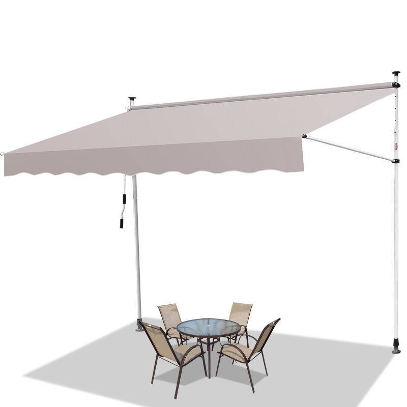 Klemmmarkise Markise ohne Bohren Höhenverstellbare Balkonmarkise Sonnenmarkise Balkon 400cm Beige
