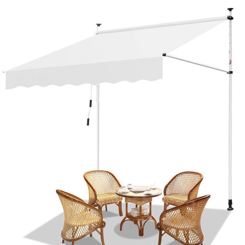 Markise Klemmmarkise Höhenverstellbare Balkonmarkise Sonnenschutz Markise ohne Bohren für Terrasse Balkon 200cm Creme
