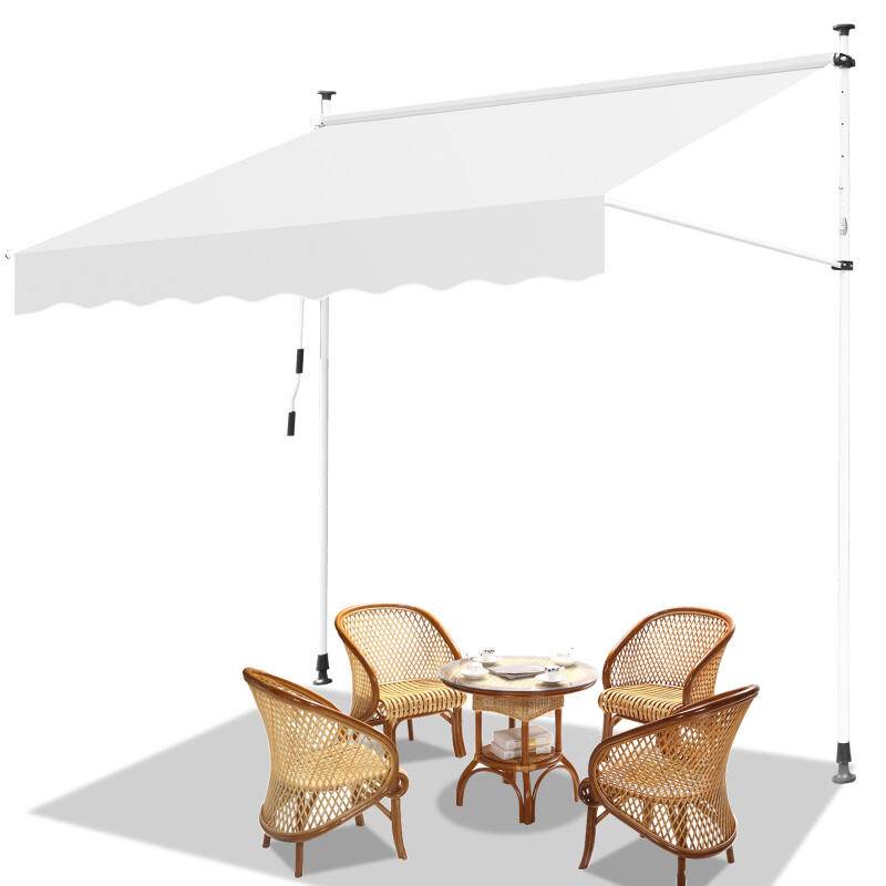 Markise Klemmmarkise Höhenverstellbare Balkonmarkise Sonnenschutz Markise ohne Bohren für Terrasse Balkon 250cm Creme