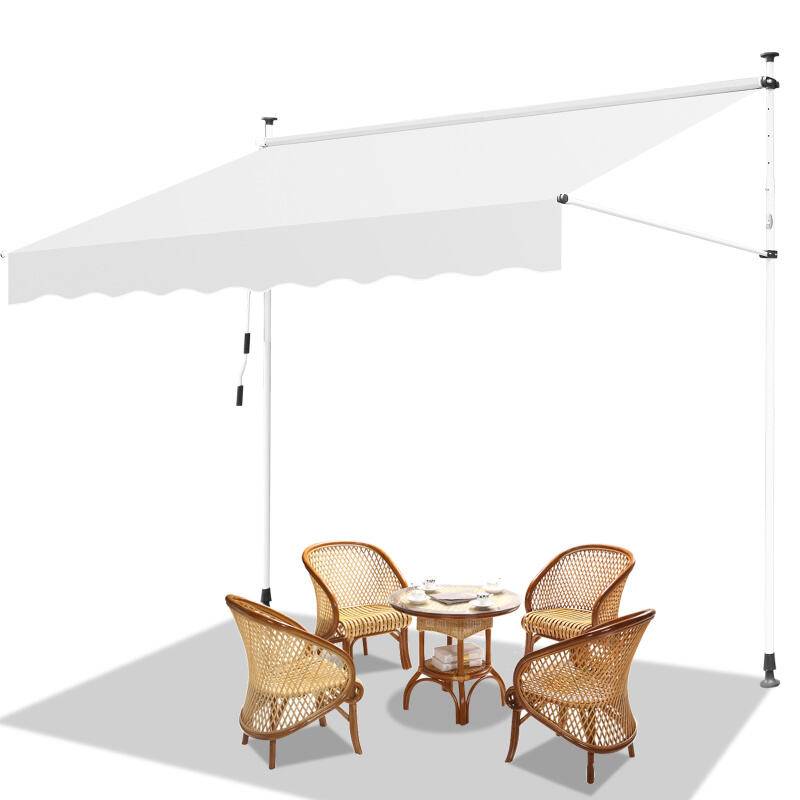 Markise Klemmmarkise Höhenverstellbare Balkonmarkise Sonnenschutz Markise ohne Bohren für Terrasse Balkon 300cm Creme