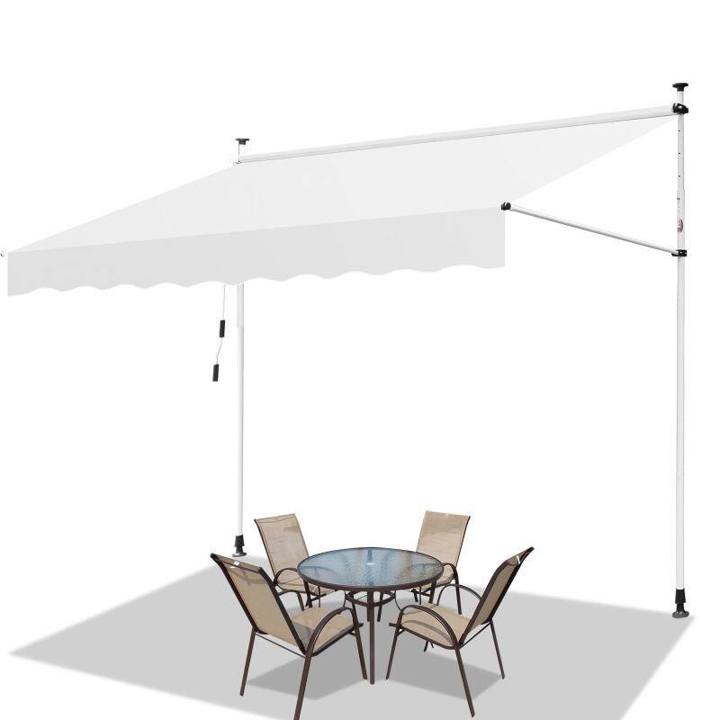 Markise Klemmmarkise Höhenverstellbare Balkonmarkise Sonnenschutz Markise ohne Bohren für Terrasse Balkon 350cm Creme