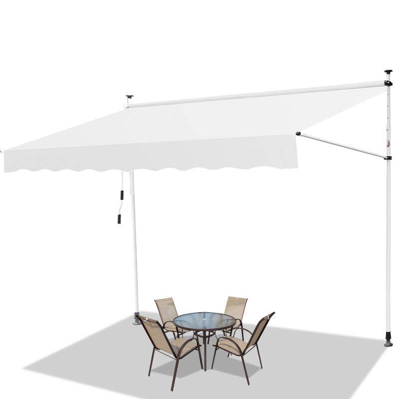 Markise Klemmmarkise Höhenverstellbare Balkonmarkise Sonnenschutz Markise ohne Bohren für Terrasse Balkon 400cm Creme