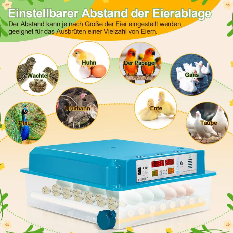 Brutmaschine Brutapparat Sichtfenster Brutschrank Inkubator fur 64 Hühnereier