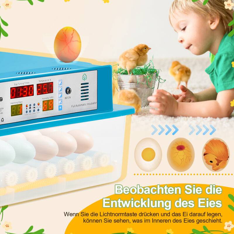 Brutmaschine Brutapparat Sichtfenster Brutschrank Inkubator fur 64 Hühnereier