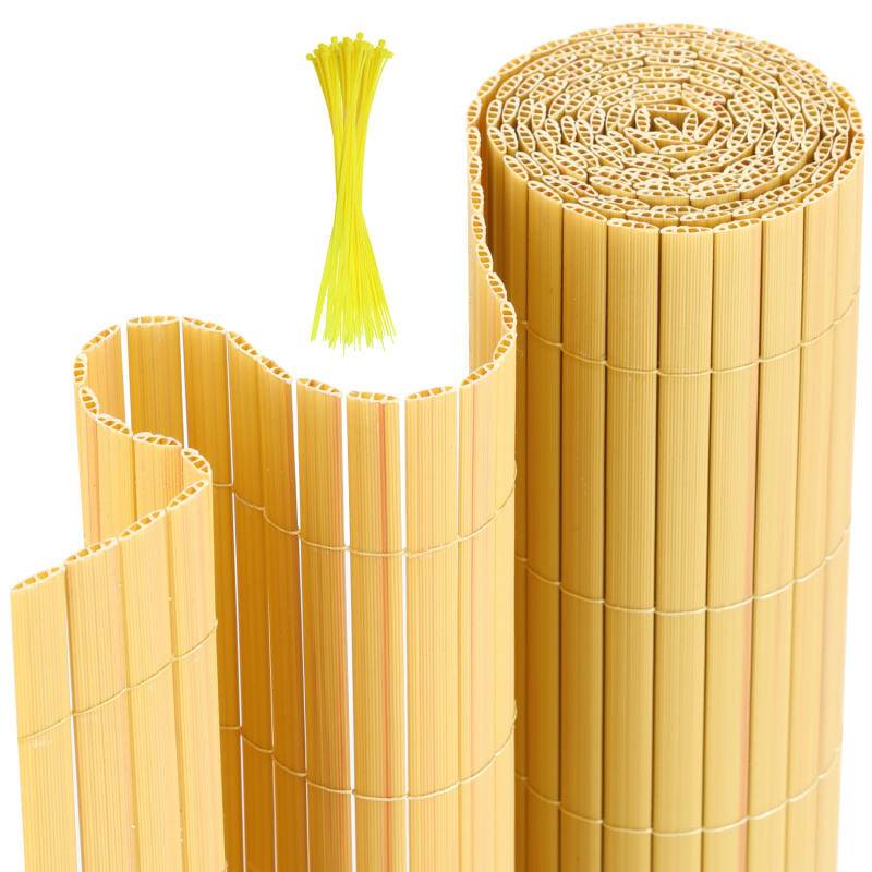 80x400cm Sichtschutzmatte PVC Bambus Sichtschutz Garten Sichtschutzzaun Balkon Zaun Windschutz Balkonverkleidung, Bambus