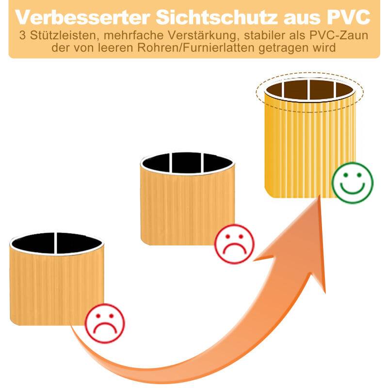 80x400cm Sichtschutzmatte PVC Bambus Sichtschutz Garten Sichtschutzzaun Balkon Zaun Windschutz Balkonverkleidung, Bambus