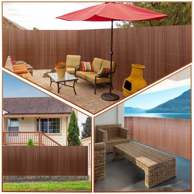 80x400cm Sichtschutzmatte PVC Bambus Sichtschutz Garten Sichtschutzzaun Balkon Zaun Windschutz Balkonverkleidung, Braun