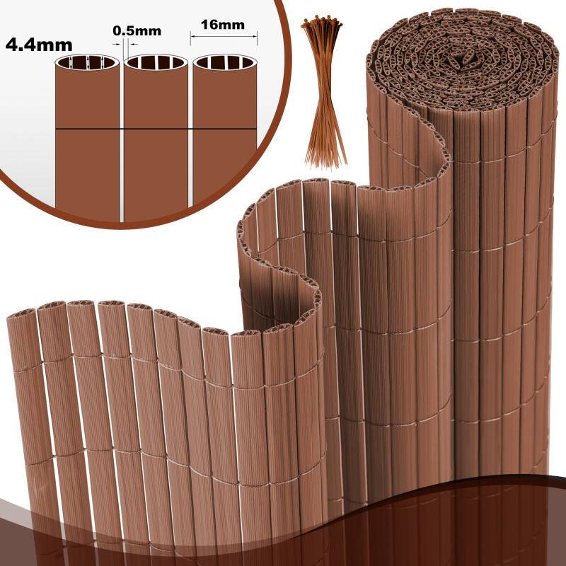 90x900cm Sichtschutzmatte PVC Bambus Sichtschutz Garten Sichtschutzzaun Balkon Zaun Windschutz Balkonverkleidung, Braun