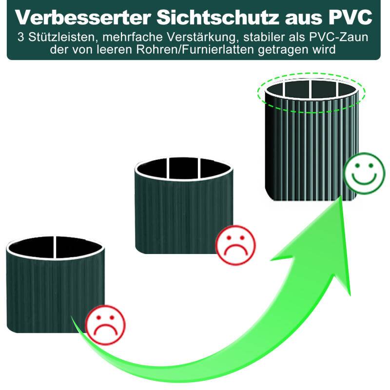 180x900cm Sichtschutzmatte PVC Bambus Sichtschutz Garten Sichtschutzzaun Balkon Zaun Windschutz Balkonverkleidung, Grün