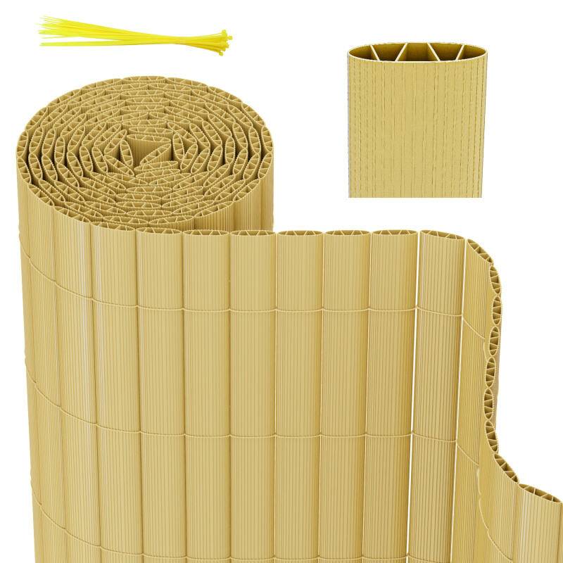 Sichtschutzmatte PVC Sichtschutzzaun Bambus Windschutz fur Garten Balkon und Terrasse 160x400cm Stabile W-Form