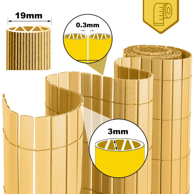 PVC Sichtschutzmatte Sichtschutzzaun Sichtschutz für Zaun Balkon Bambus 100x400cm Stabile W-Form