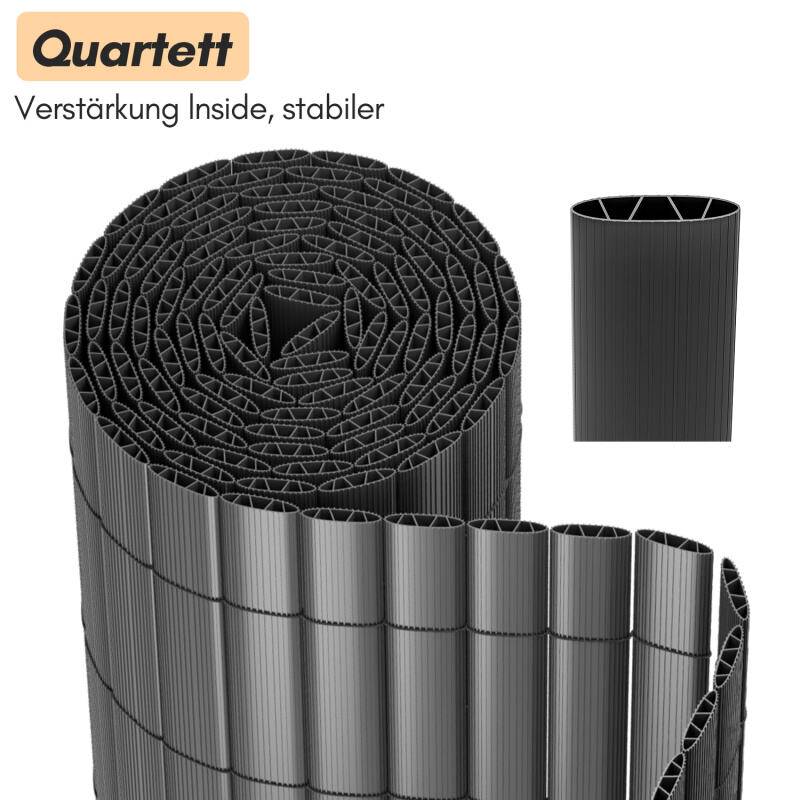 Sichtschutzmatte PVC Sichtschutzzaun grau Windschutz fur Garten Balkon und Terrasse 90x1000cm Stabile W-Form