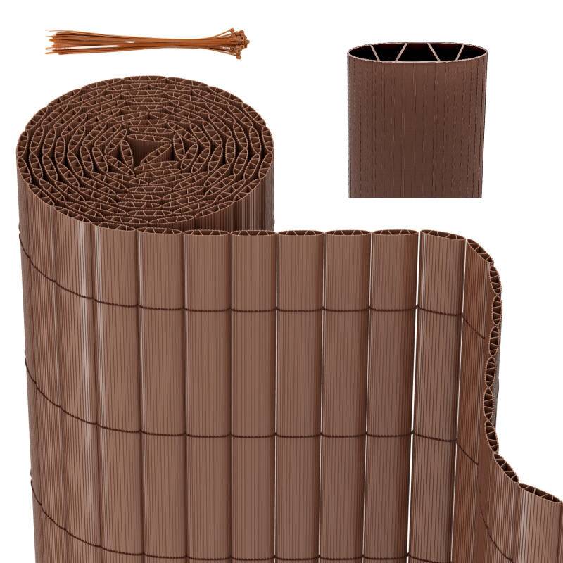 Sichtschutzmatte PVC Sichtschutzzaun braun Windschutz fur Garten Balkon und Terrasse 160x700cm Stabile W-Form