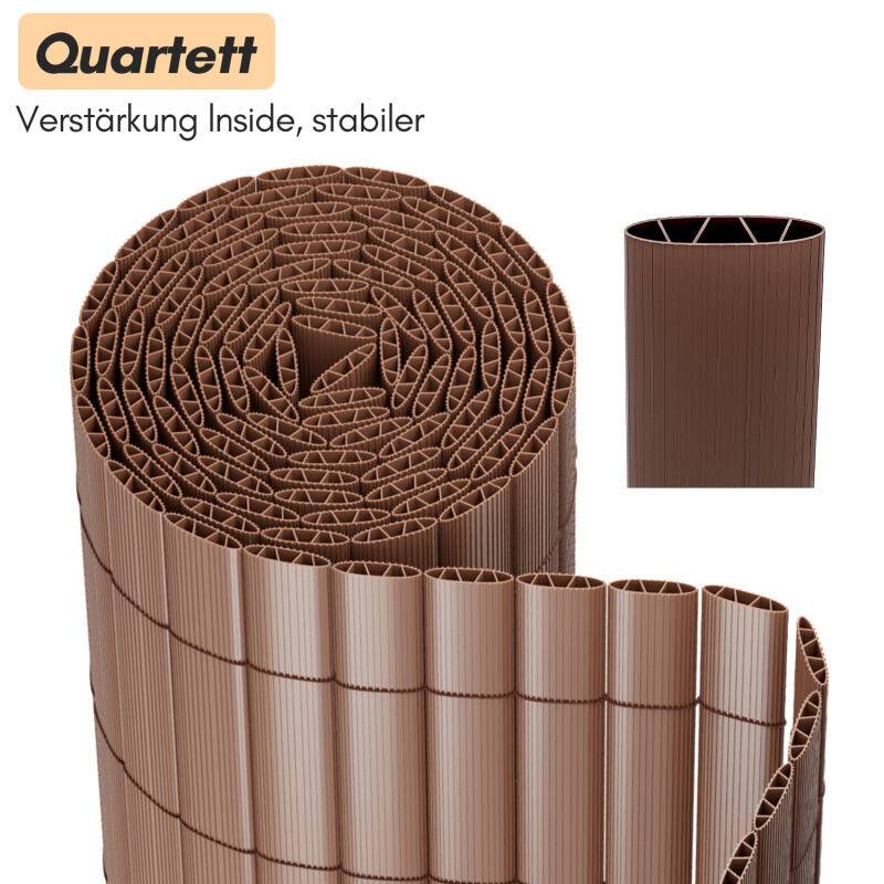 Sichtschutzmatte PVC Sichtschutzzaun braun Windschutz fur Garten Balkon und Terrasse 140x400cm Stabile W-Form