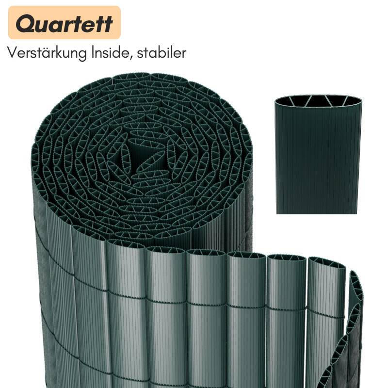 Sichtschutzmatte PVC Sichtschutzzaun Grün Windschutz fur Garten Balkon und Terrasse 80x1000cm Stabile W-Form