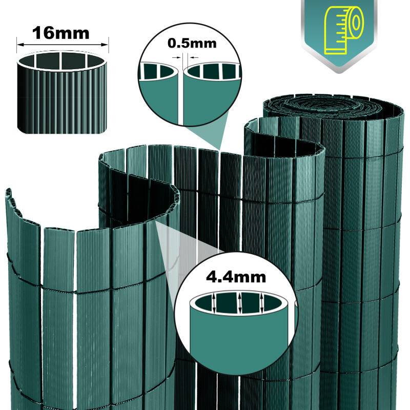 Sichtschutzmatte PVC Sichtschutzzaun Grün Windschutz fur Garten Balkon und Terrasse 100x1000cm Stabile W-Form