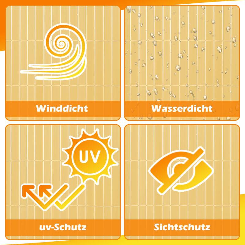 Sichtschutzmatte PVC Sichtschutzzaun Bambus Windschutz fur Garten Balkon und Terrasse 100x1000cm