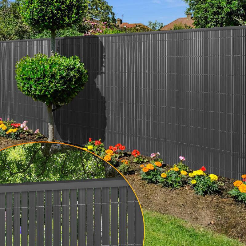Sichtschutzmatte PVC Sichtschutzzaun grau Windschutz fur Garten Balkon und Terrasse 90x800cm