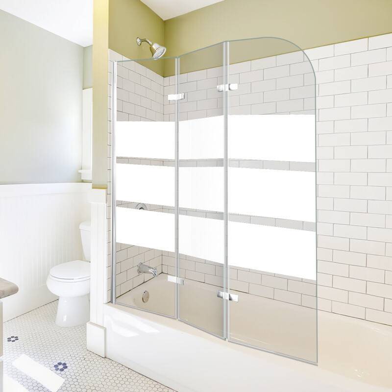 Badewannenaufsatz faltbar Klar NANO Glas ESG 6mm Duschabtrennung für Badewannen 3-teilig faltbar 120*140CM weiß