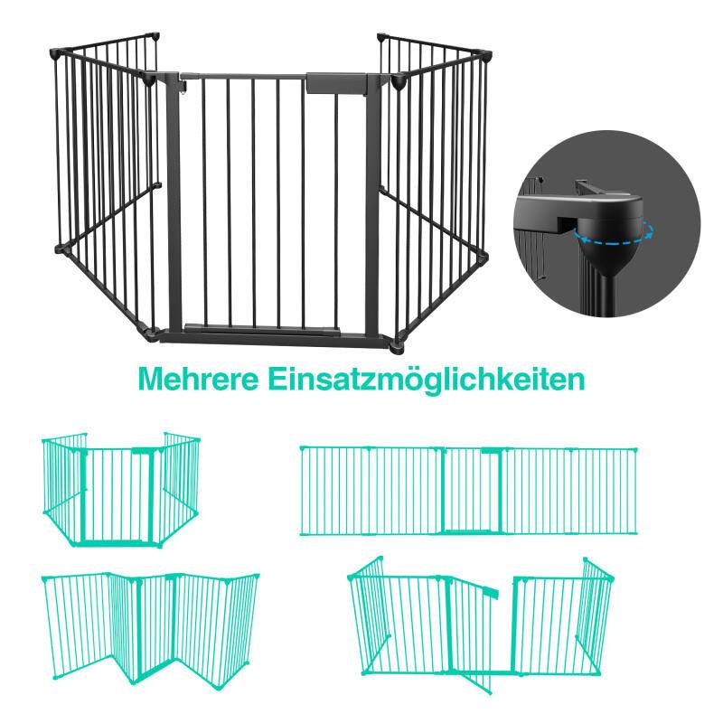 Kaminschutzgitter Absperrgitter Türschutzgitter Konfigurationsgitter Babyzaun Schwarz