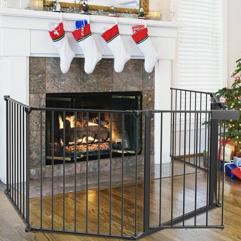 Kaminschutzgitter Laufgitter Türschutzgitter Kamin Baby Kinderschutzgitter Schwarz
