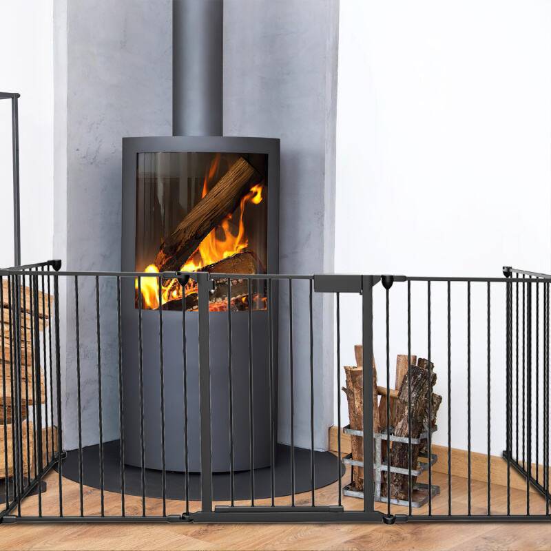 Kaminschutzgitter Laufgitter Türschutzgitter Kamin Baby Kinderschutzgitter Schwarz