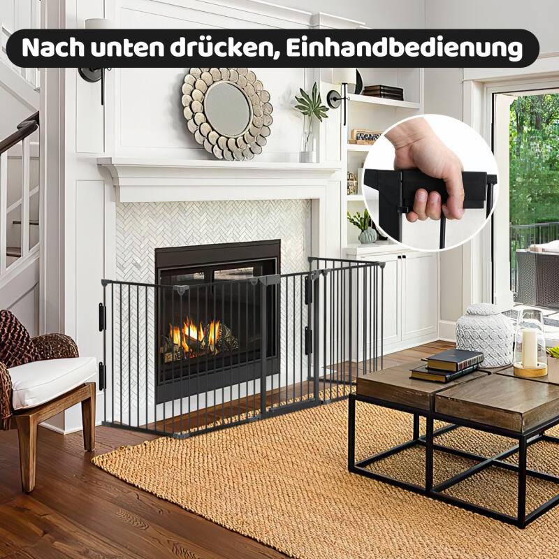 Kaminschutzgitter Laufgitter Türschutzgitter Kamin Baby Kinderschutzgitter Schwarz