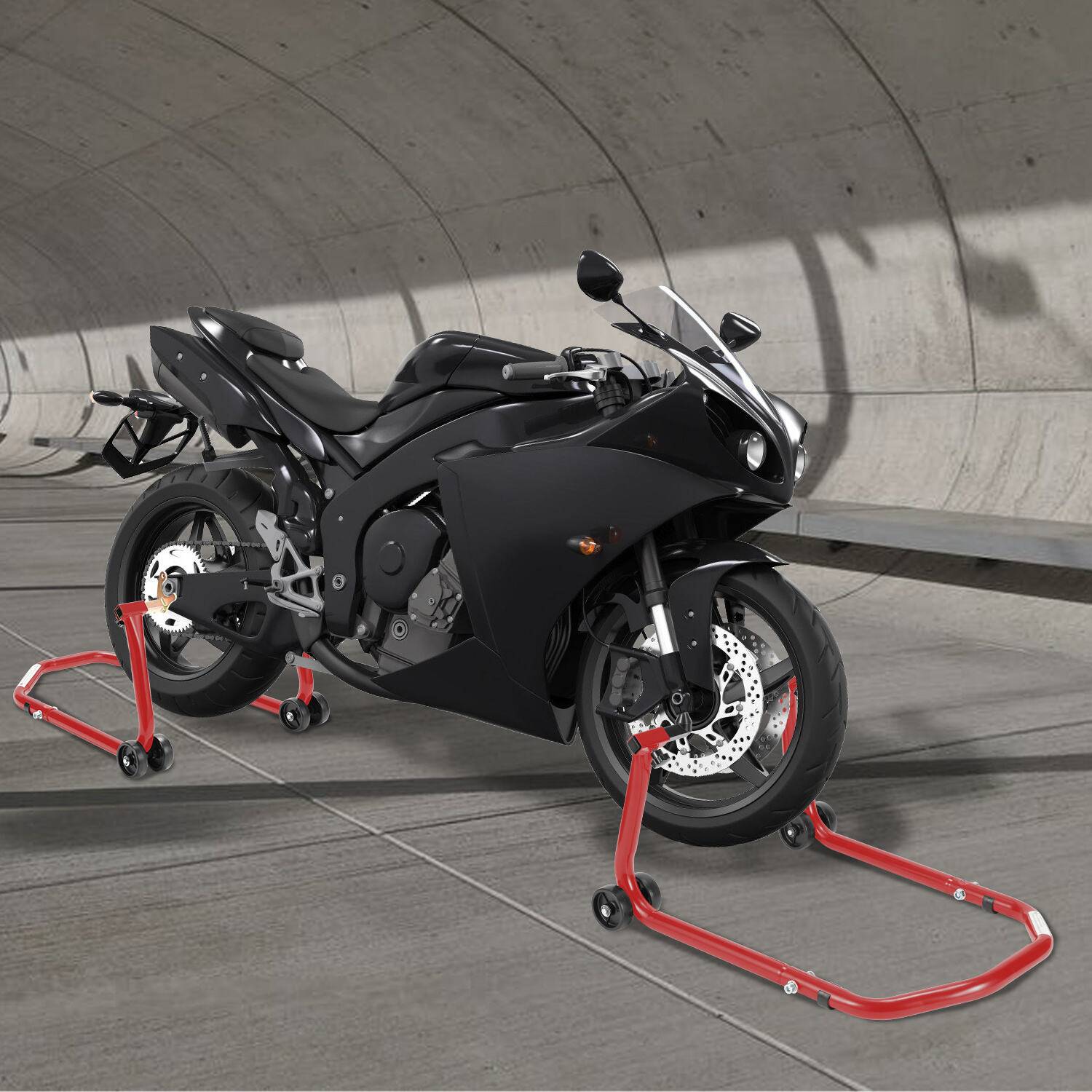 2x Motorradständer Verstellbare Transportständer für Vorder- und Hinterräder