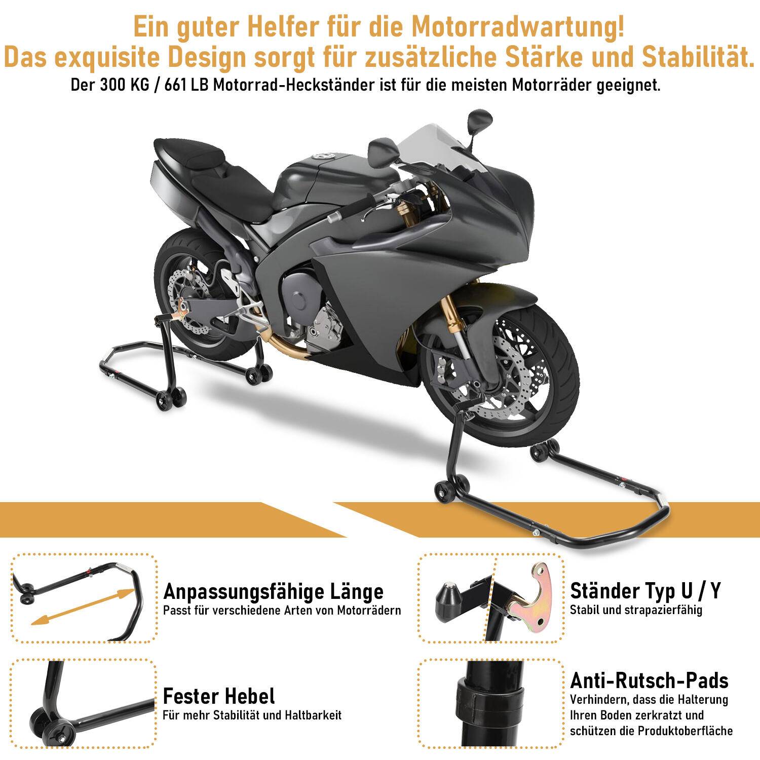 2x Motorradständer Verstellbare Vorder- und Hinterradständer, hauptsächlich Transportständer, für fast alle Motorräder