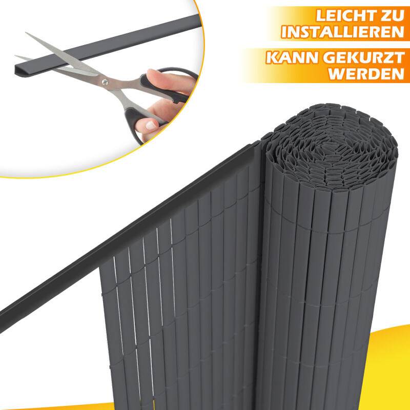 PVC Sichtschutzmatte Sichtschutzzaun Sichtschutz für Zaun Balkon,Sichtschutzzaun Windschutz Wasserdicht ohne Bohren,Grau 90x400cm