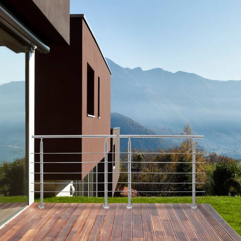 Geländer Treppengeländer Edelstahl Handlauf für Innen und Außen geeignet 150cm mit 5 Querstreben