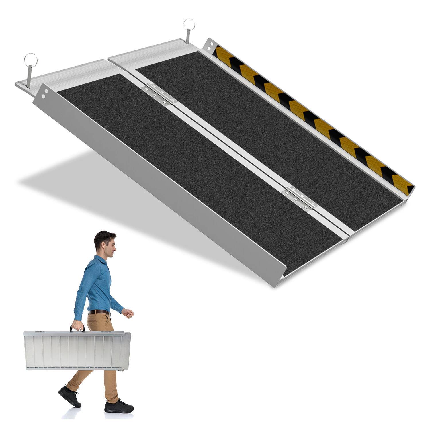 Rollstuhlrampe Rollirampe Kofferrampe Auffahrrampe Auffahrschiene 2x faltbar Aluminium 91cm bis 270kg