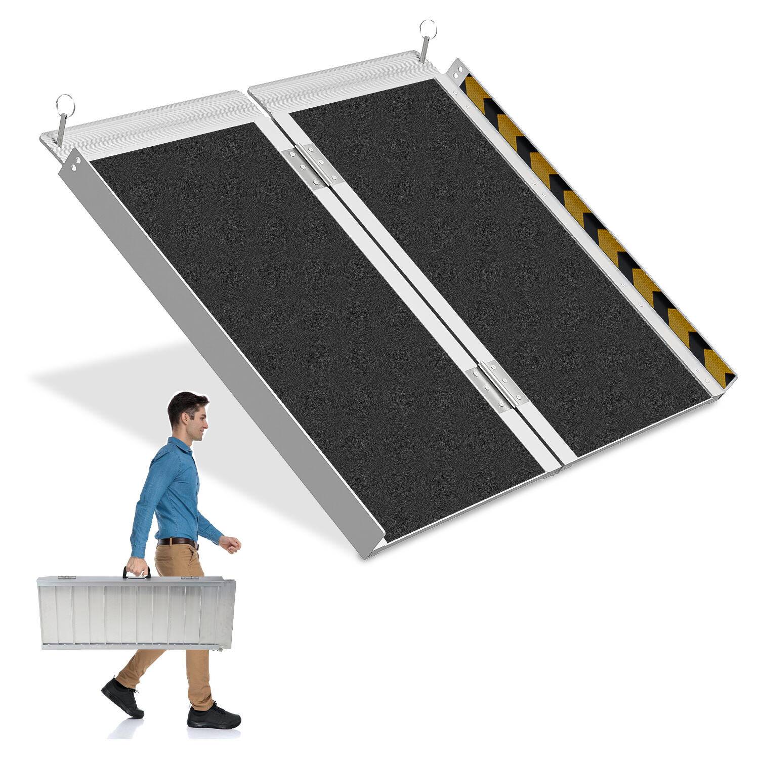 Rollstuhlrampe Rollirampe Auffahrschiene Klappbar Auffahrrampe Alu rutschfeste Oberfläche 61cm bis 270kg