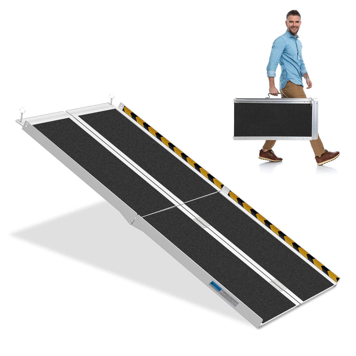 Rollstuhlrampe Rollirampe Auffahrschiene Klappbar Auffahrrampe Alu rutschfeste Oberfläche 152cm bis 270kg