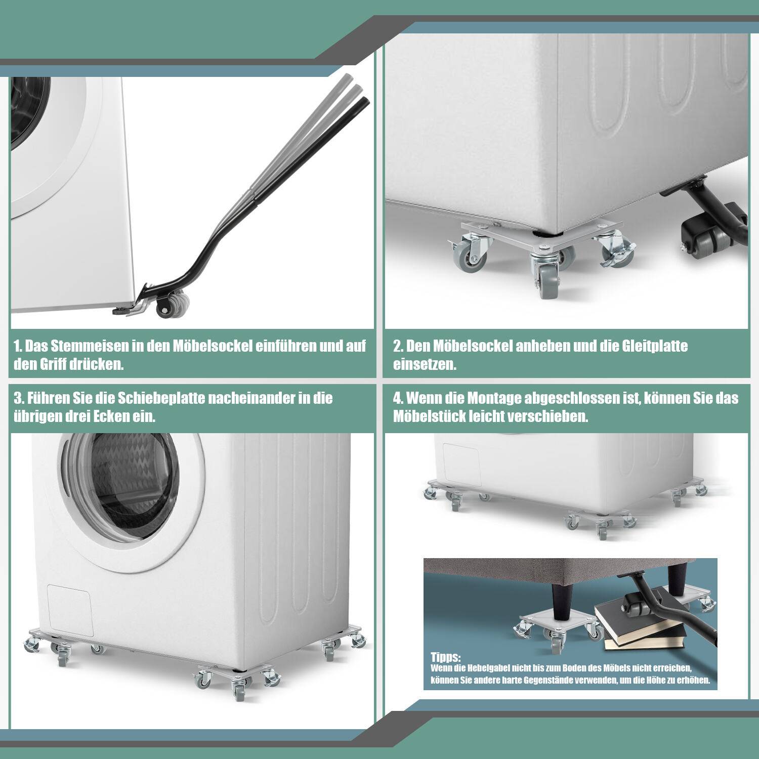 Möbelheber 8 stück Möbelroller 500KG Umzughelfer Möbel Transport Möbelhund Transporthilfe Möbelrücker