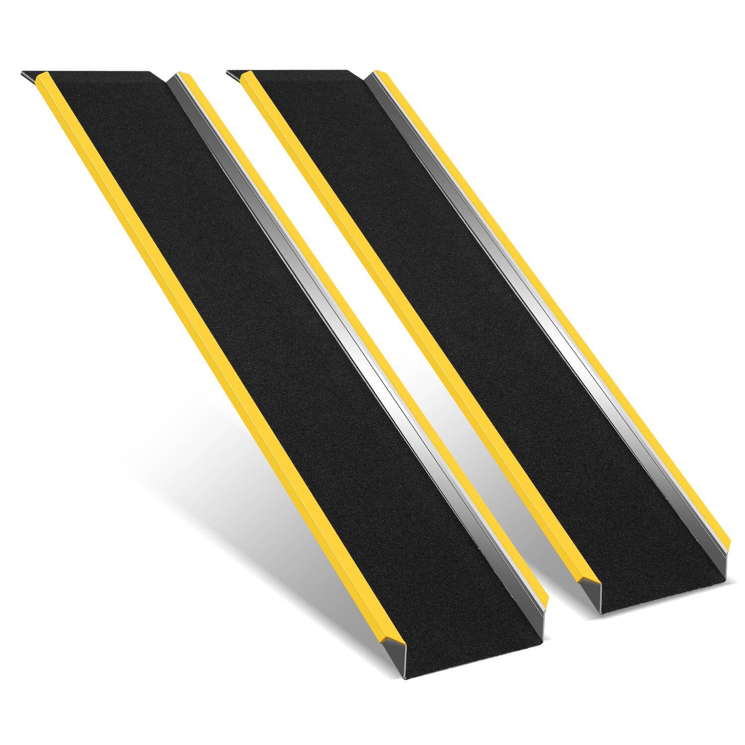 2X Auffahrrampe Rollstuhlrampe mit gelben Warnstreifen Verladerampe Verladeschiene Auto Laderampe für Motorrad, Anhänger 300kg Pro Stück