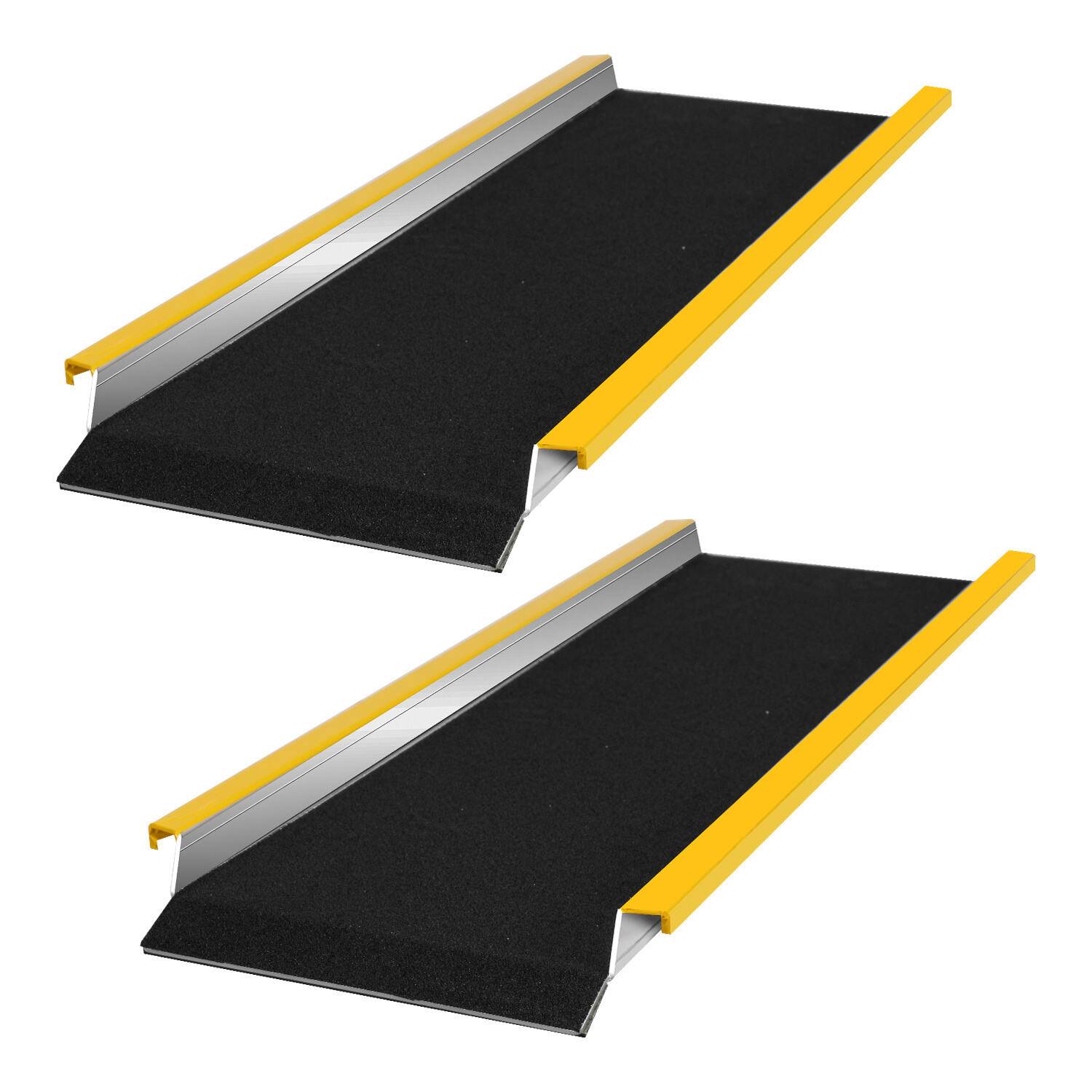 2X Auffahrrampe Rollstuhlrampe mit gelben Warnstreifen Verladerampe Verladeschiene Auto Laderampe für Motorrad, Anhänger 300kg Pro Stück