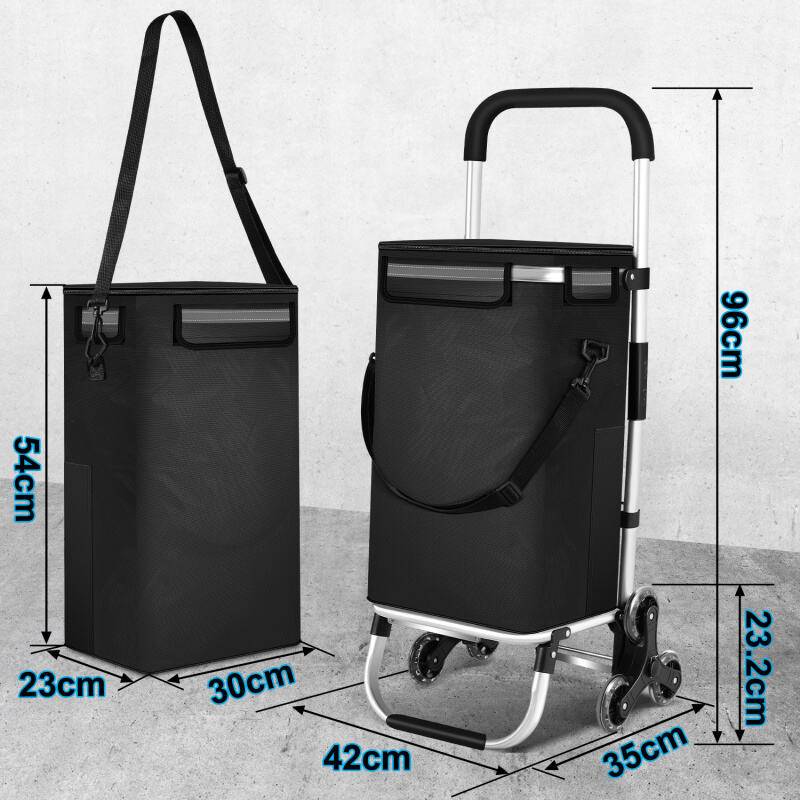 Einkaufstrolley Einkaufswagen klappbar mit Kühlfach & 6 großen Rädern Treppensteiger-Funktion 40 L