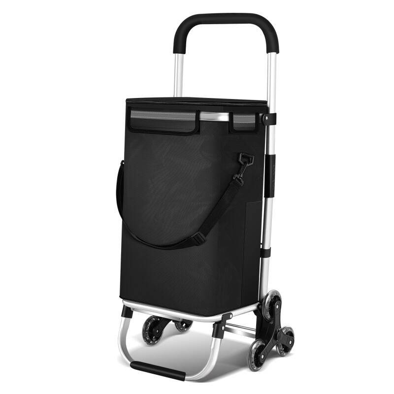 Einkaufstrolley Einkaufswagen klappbar Einkaufswagenklappbar 3+3 Radsystem Leicht Wagen 40 L