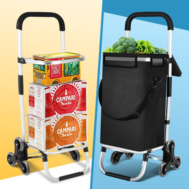 Einkaufstrolley Einkaufswagen klappbar Einkaufswagenklappbar 3+3 Radsystem Leicht Wagen 40 L