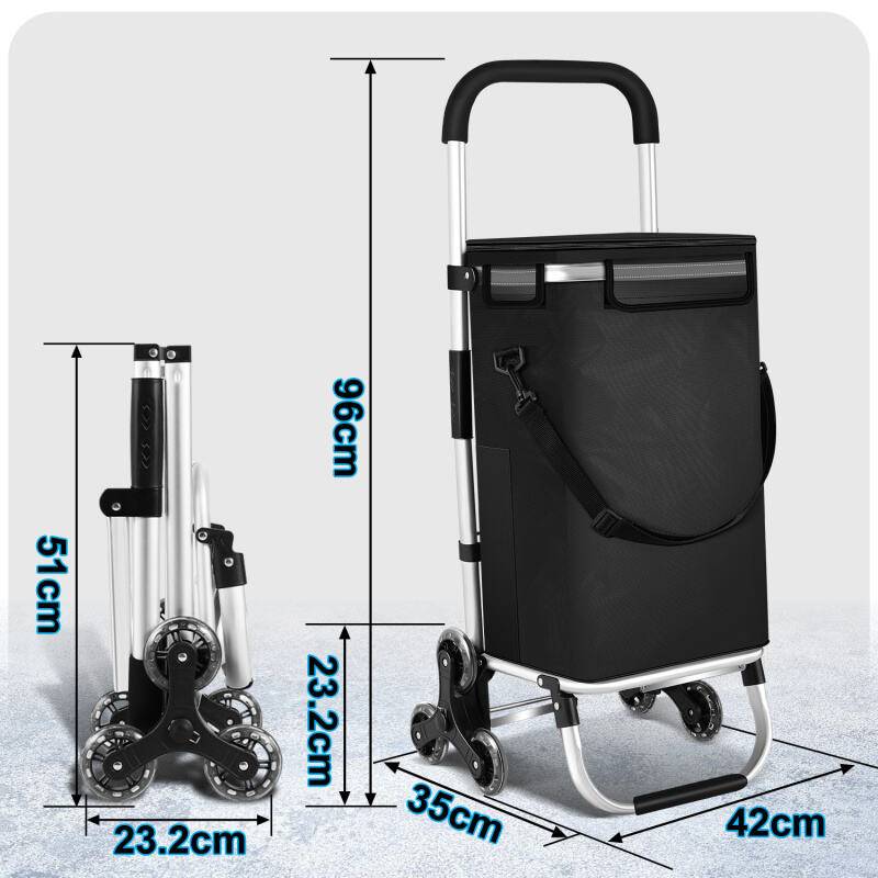 Einkaufstrolley Einkaufswagen klappbar Einkaufswagenklappbar 3+3 Radsystem Leicht Wagen 40 L