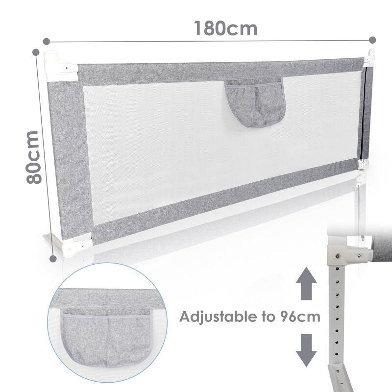 Baby Bettgitter Kinderbettgitter Bettschutzgitter mit Vertikal anhebbar und Einhandbedienung zum Schutz vor Stürzen für Babys und Kinder - 180CM