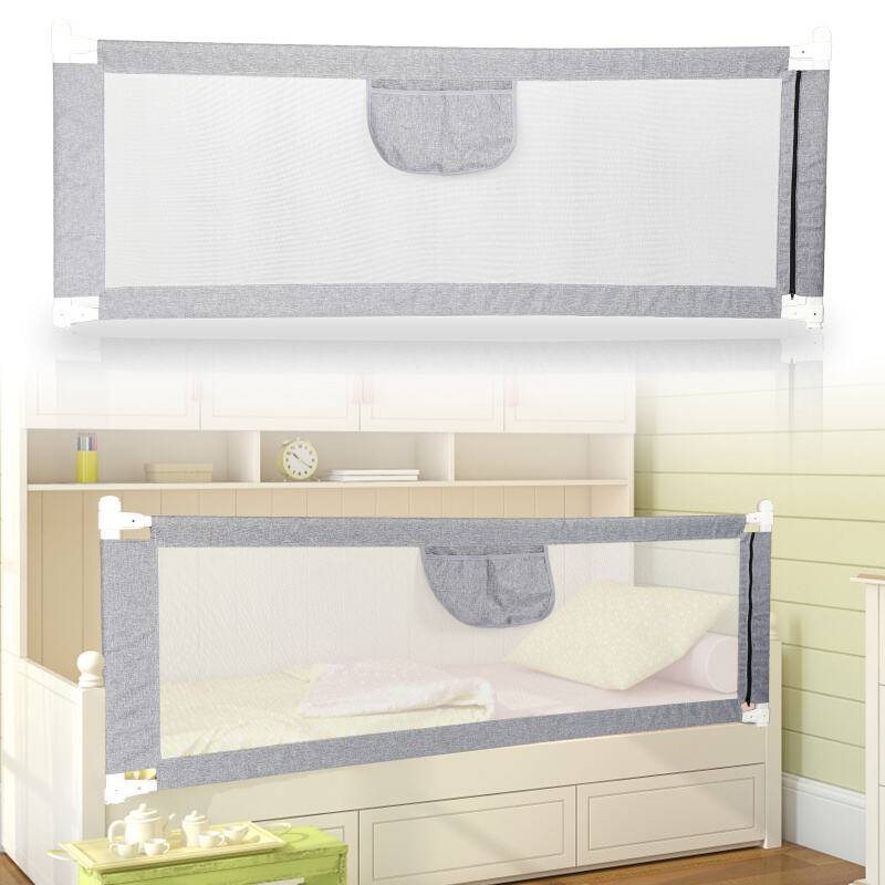 Baby Bettgitter Kinderbettgitter Bettschutzgitter mit Vertikal anhebbar und Einhandbedienung zum Schutz vor Stürzen für Babys und Kinder - 200CM