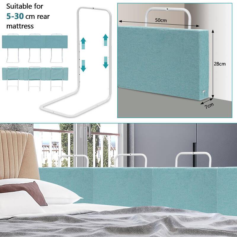 4X Rausfallschutz Bettschutzgitter, Bettgitter,50cm 5-Loch Höhenverstellbar , Kinderbettgitter für Familienbett und Kinderbett(200cm, Grün)